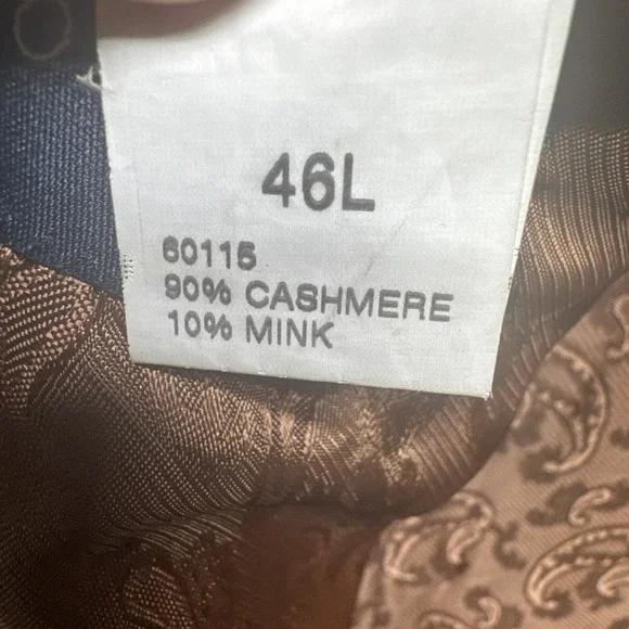 Columbo Cashmere & Mink Sport Coat‎ 46L Brown Check Plaid Blazer Arnold Brant